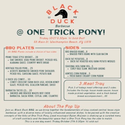 Black Duck Barbecue Pop Up at One Trick Pony